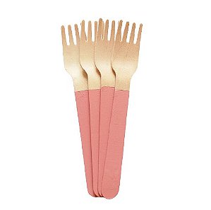 Garfo de Madeira Rosa Antigo 14cm - 10 unds