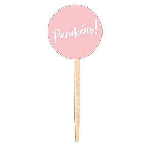 Topo de Bolo Parabéns Rosa