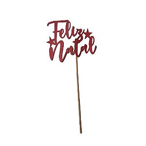 Topo de Panetone/Bolo "Feliz Natal" - Vermelho - Und