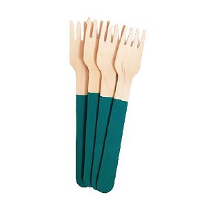 Garfo de Madeira Verde Bandeira 14cm - 10 unds