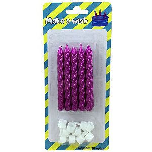 Mini Vela Espiral Metalizada Roxo - 5 Unds