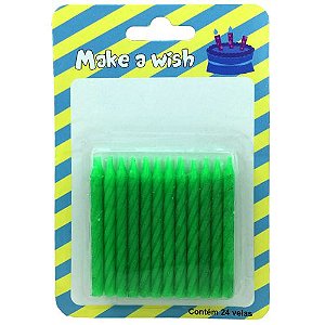 Mini Vela Espiral Glitter Verde - 10 Unds