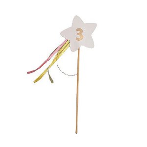 Topo de Bolo estrela com Número - 0 a 9 - Rosa