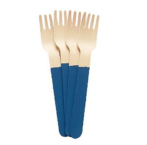 Garfo de Madeira Azul Petróleo 14cm - 10 unds