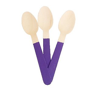 Colher de Madeira Violeta 14cm - 10 unds