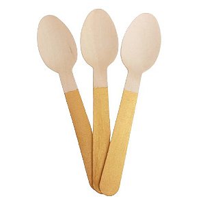 Colher de Madeira Dourada 14cm - 10 unds