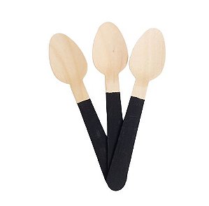 Colher de Madeira Preta 14cm - 10 unds