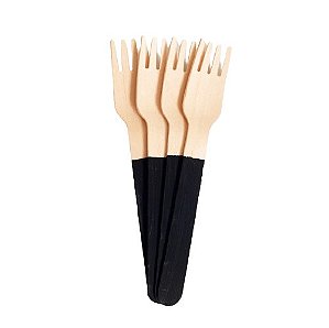 Garfo de Madeira Preto 14cm - 10 unds