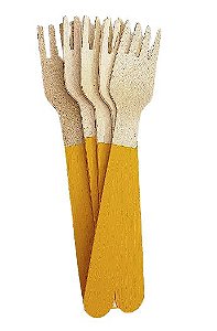 Garfo de Madeira  Amarelo Cadmio 14 cm - 10 unds
