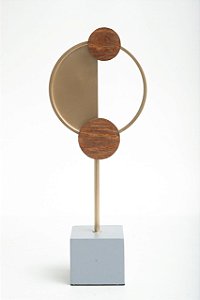 Escultura Círculos Metal e Madeira G