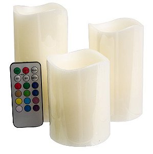Kit 3 Velas em Led  10 / 12 / 15 cm