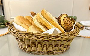 Cesta de Vime Caramelo com Alça de Bambu P