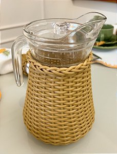Jarra de Vidro com Vime Caramelo