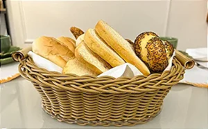 Cesta de Vime Caramelo com Alça de Bambu G