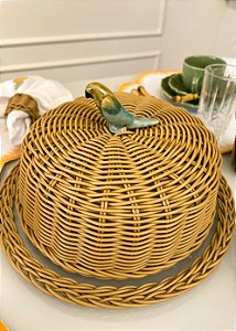 Boleira Vime Caramelo com Porcelana Arara