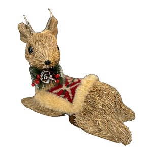 Rena Deitada Roupinha Vermelha 26cm