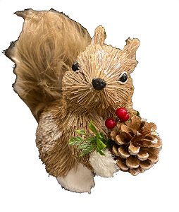 Esquilo em Pé com Pinha 23cm