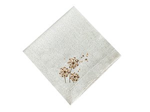 Guardanapo Linho Bege Bordado Dente de Leão