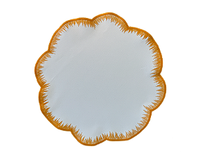 Jogo Americano Branco Pincelado Laranja - Kit com 2 unidades