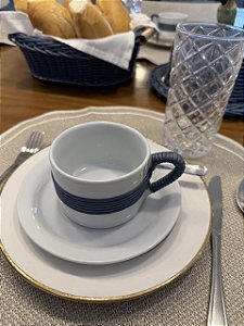 Xícara de Chá de Porcelana Vime Jeans