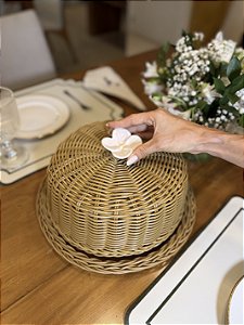 Boleira Vime Caramelo Ceramica Flor