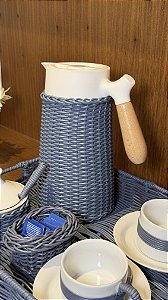 Garrafa Térmica Cabo Madeira Vime Jeans