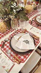 Jogo Americano Xadrez Vermelho Dupla Face