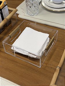 Porta Guardanapo Acrilico com Vime 18X18X7