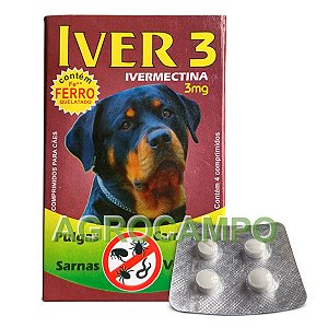 Iver 3mg Para Cães De 0 A 15kg, Caixa Com 04 Comp.