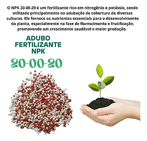 Adubo Fertilizante N pk 20-00-20 Fracionado 500gr P/ Gramados, Hortaliças, Citrus Cobertura