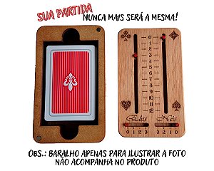 Caixa Estojo para Baralho com marcador de pontos e partidas.