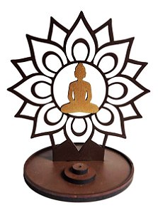 Incensário Mandala Buda Porta Incenso Wood Burning