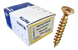 Parafuso Chipboard Cab. Chata 4,0x20mm Patta Premium 1000un.