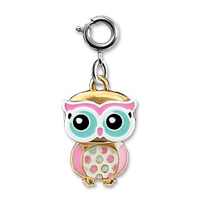 Pingente Infantil Menina Charm Coruja Prateado Articulado Charm It