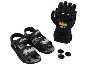 Sandália Menino Superman Grendene Azul Com Luva Interativa