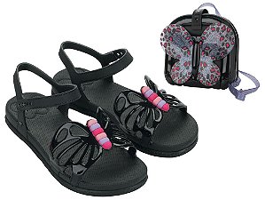 Sandália Infantil Menina Barbie ButterflyBag Grendene Kids Preto ou Rosa