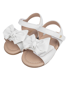 Sandália de Bebê Nana Laço Duplo Dourado ou Branco Pampili