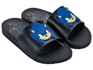 Chinelo Infantil Menino Slide Grendene Kids Sonic Preto Azul