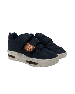 Tênis Infantil Menino De Luzinha Tigre Marinho e Laranja Minipé
