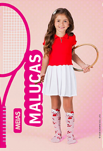Meia Maluca 3/4 Infantil 3D Algodão Hello Kitty Cia da Meia Rosa Ou Azul