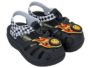 Sandália Baby Menino Azul ou Preto Grendene Kids Hot Wheels