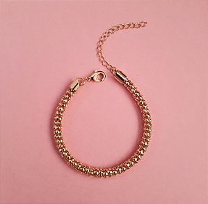 Pulseira malha pipoca folheada a ouro 18k
