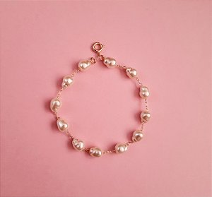 PULSEIRA PÉROLAS BARROCAS FOLHEADA A OURO 18K