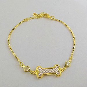 Pulseira osso folheada a ouro 18k