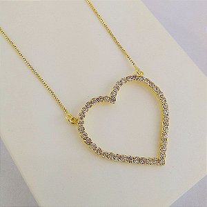 Colar Coração de strass ( Col000239)