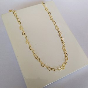 Colar longo  elos de corações 70cm folheado a ouro 18k