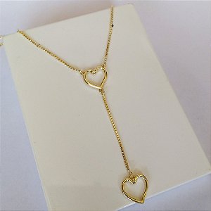 Colar com pendente de coração folheado a ouro 18k