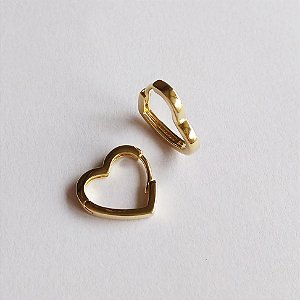 Brinco argola formato de coração G folheado a ouro 18k