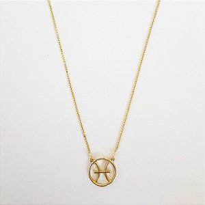 Colar signo peixes folheado a ouro 18k