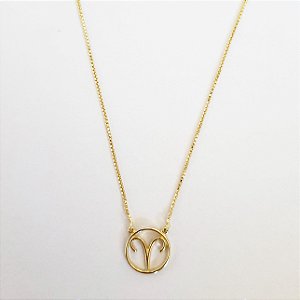 Colar signo áries folheado a ouro 18k